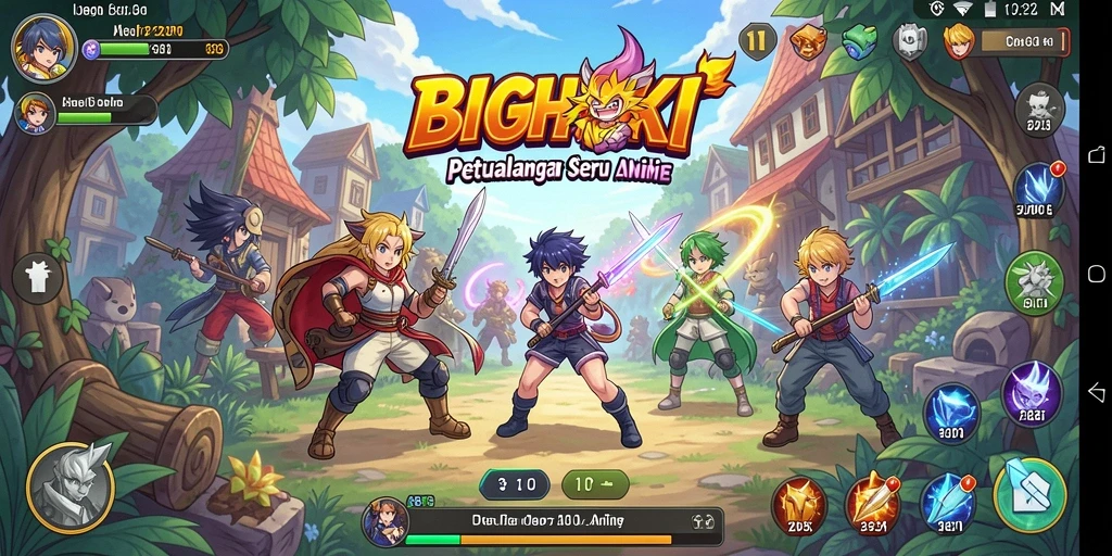 Tampilan gameplay BIGHOKI yang penuh warna dan karakter menarik.
