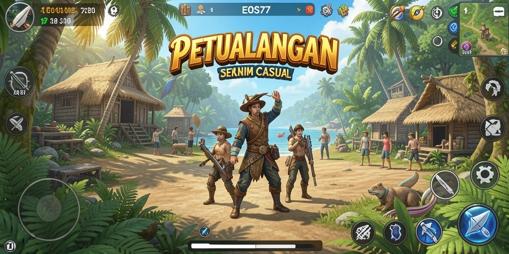 Tampilan gameplay <strong>EOS77</strong> dengan misi yang menarik dalam suasana santai.