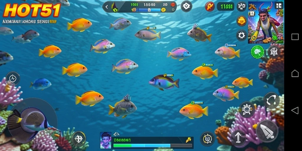 Gameplay seru Tembak Ikan di HOT51 dengan grafis menarik.