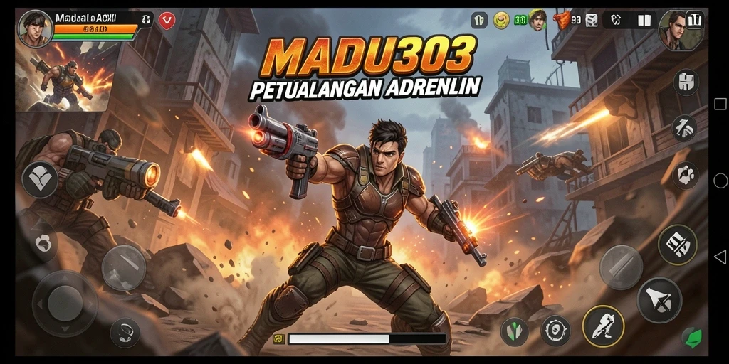 Tangkapan layar menunjukkan aksi intens dari gameplay MADU303.