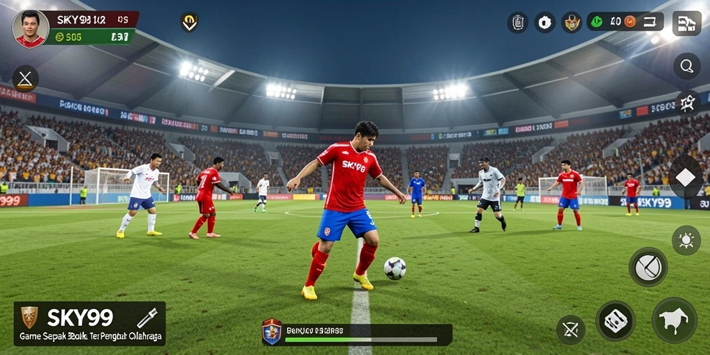 Tampilan gameplay menarik dari SKY99 dengan aksi seru sepak bola.