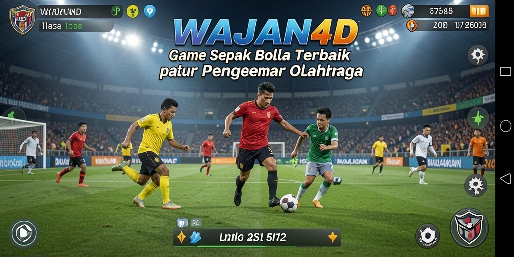Screenshot WAJAN4D menampilkan aksi seru di lapangan sepak bola.